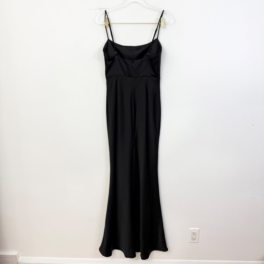 Meshki Black Corset Satin Maxi Dress Spaghetti Strap Formal Gown Size M - Picture 7 of 7